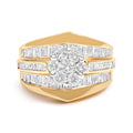 14K Yellow Gold 2-1/3 Cttw Diamond Cluster Channel Set Chevron Shaped Band Engagement Ring & Wedding Band Set (H-I Color, SI1-SI2 Clarity)- Size 5