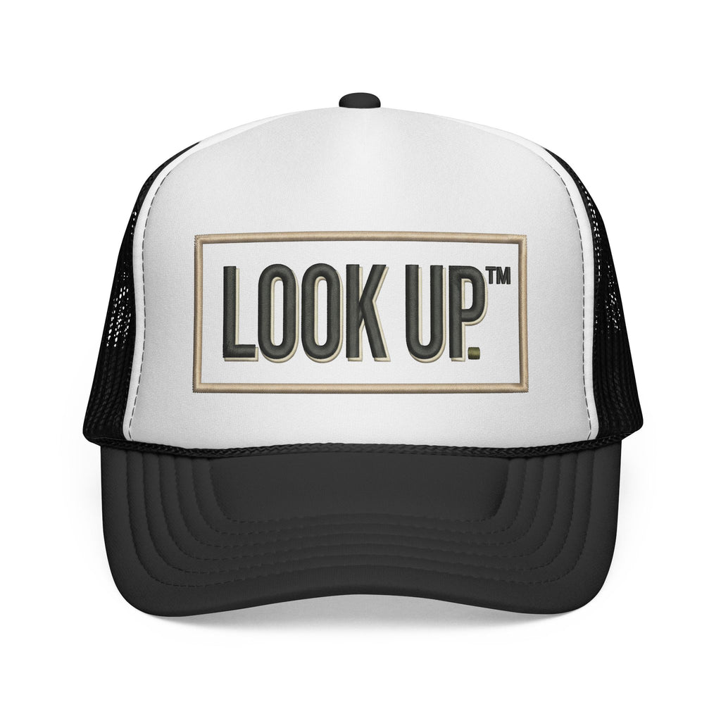 Look Up Trucker Cap — Embroidered Retro Patch Mesh Hat