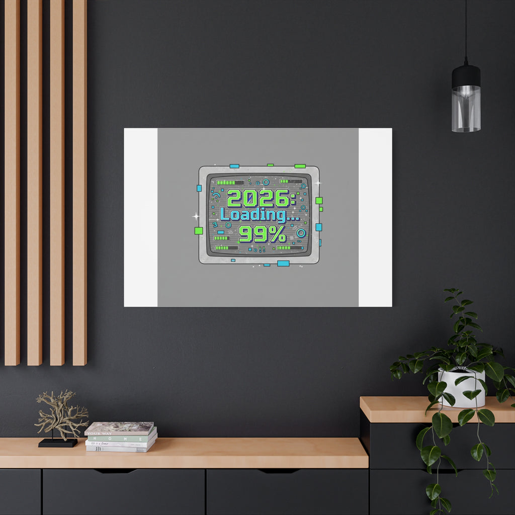 2026 Loading 99% Canvas | NYE countdown, retro system interface