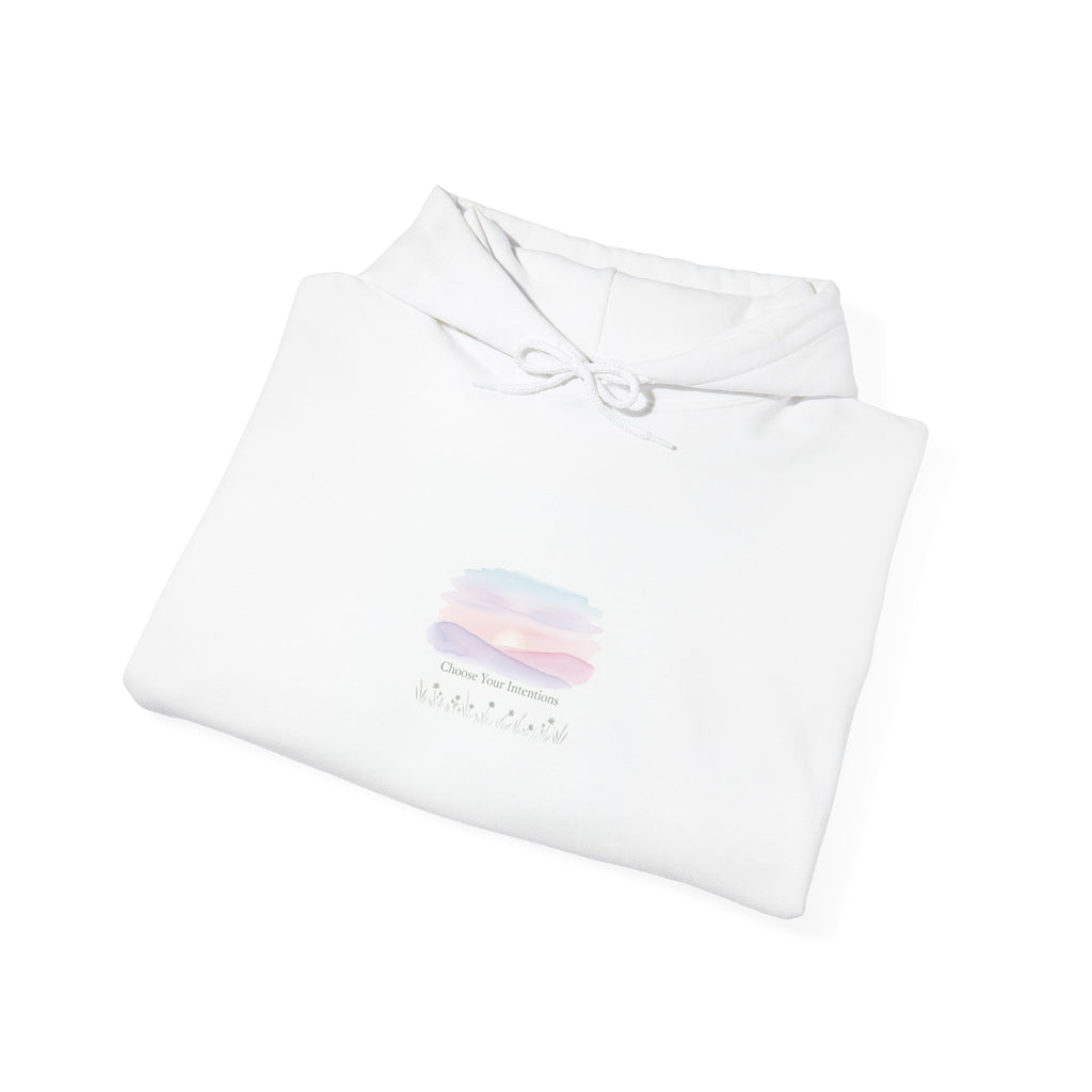 gentle intentions hoodie | soft wellness, mindful resolution art