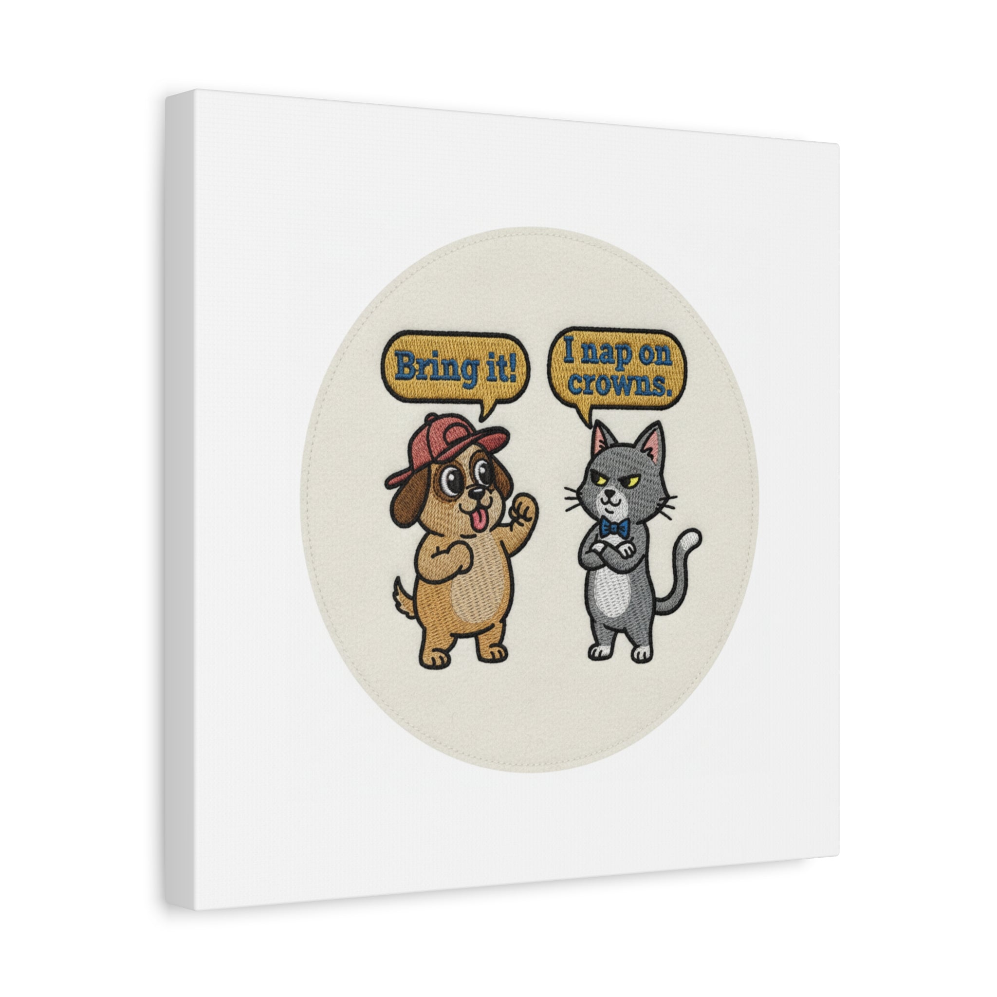 Funny Cat vs Dog Canvas | Pet Rivalry Wall Art