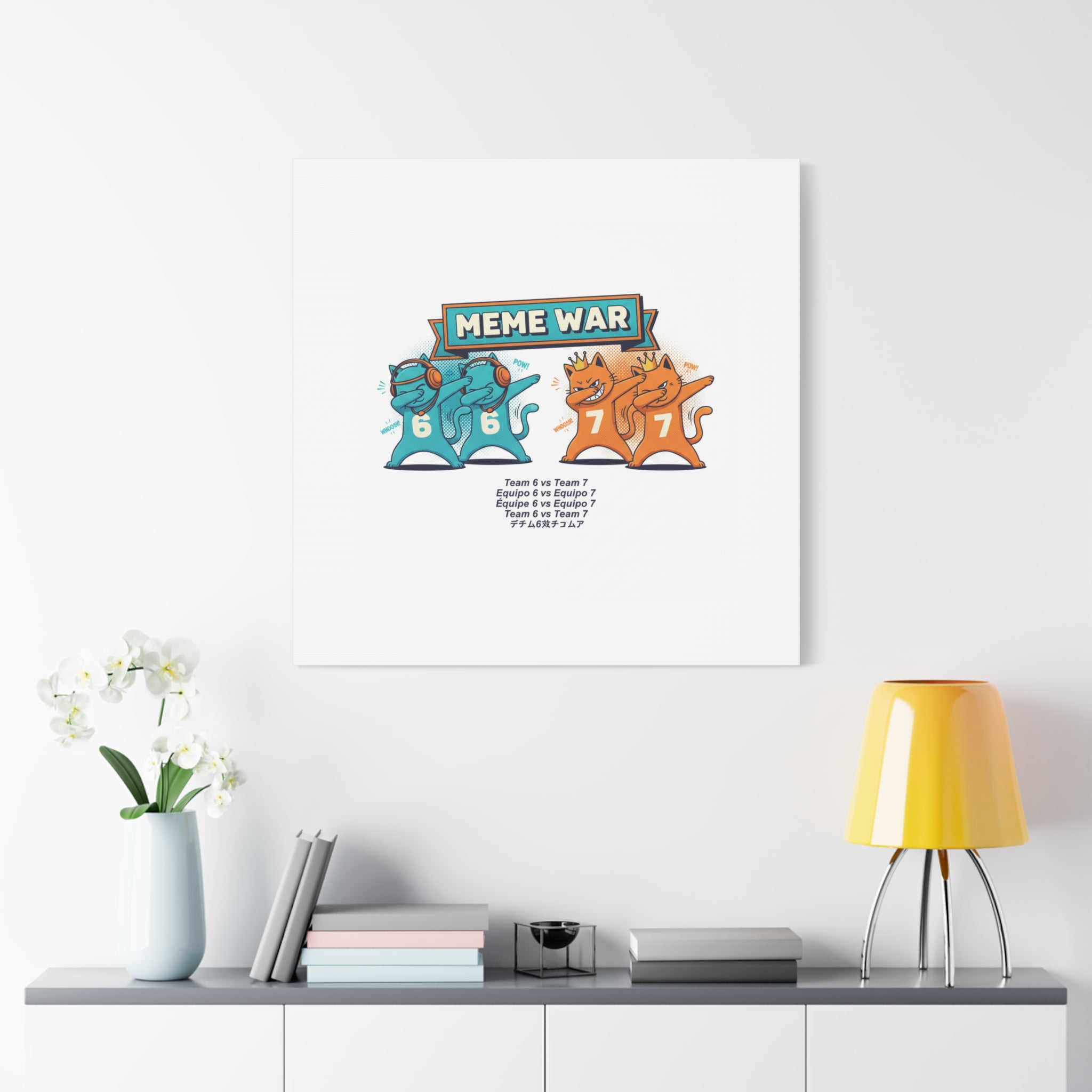 Meme War: Six vs. Seven Canvas Wall Art