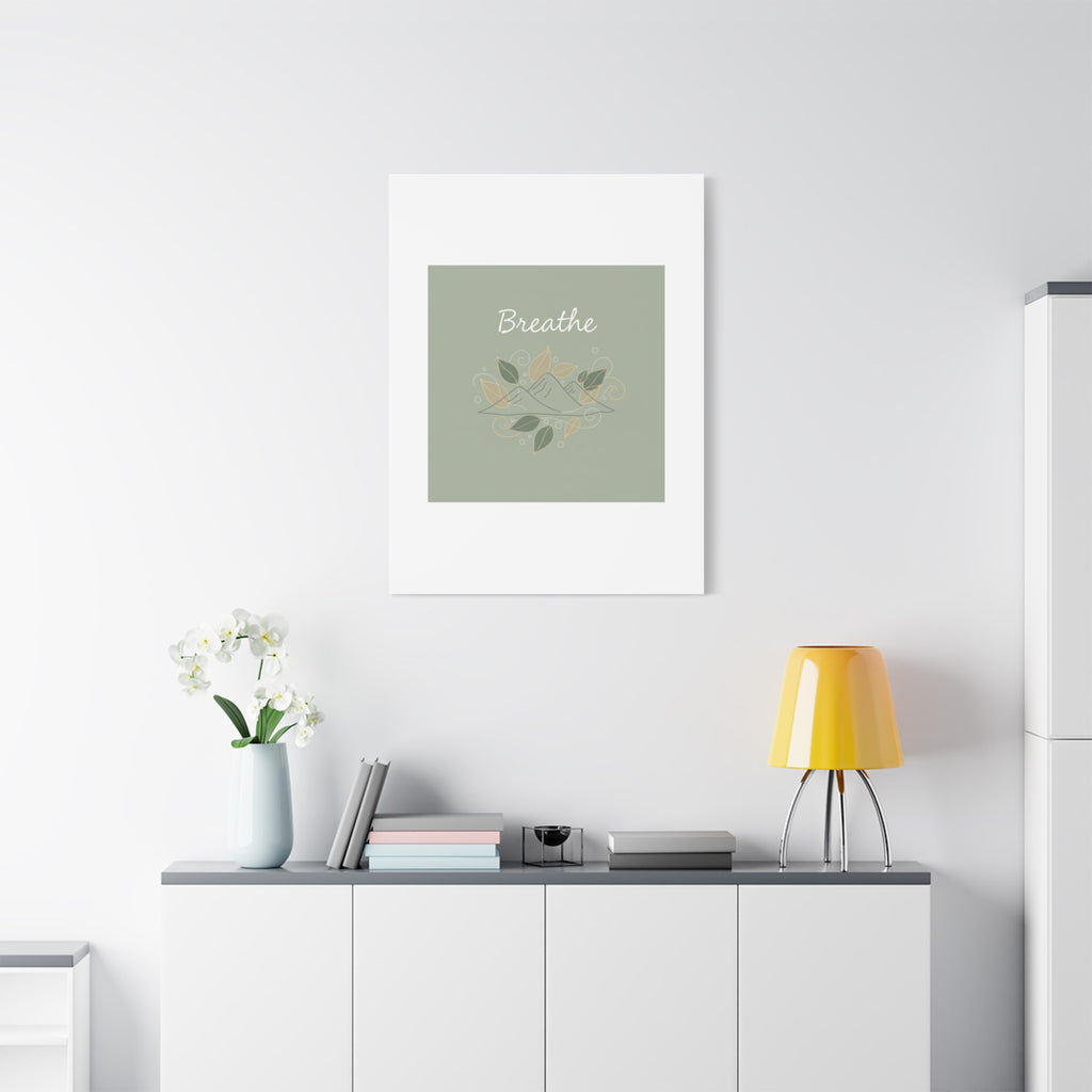Breathe Mountain Line Canvas | Nature Symbols, Minimal Forest Wall Art