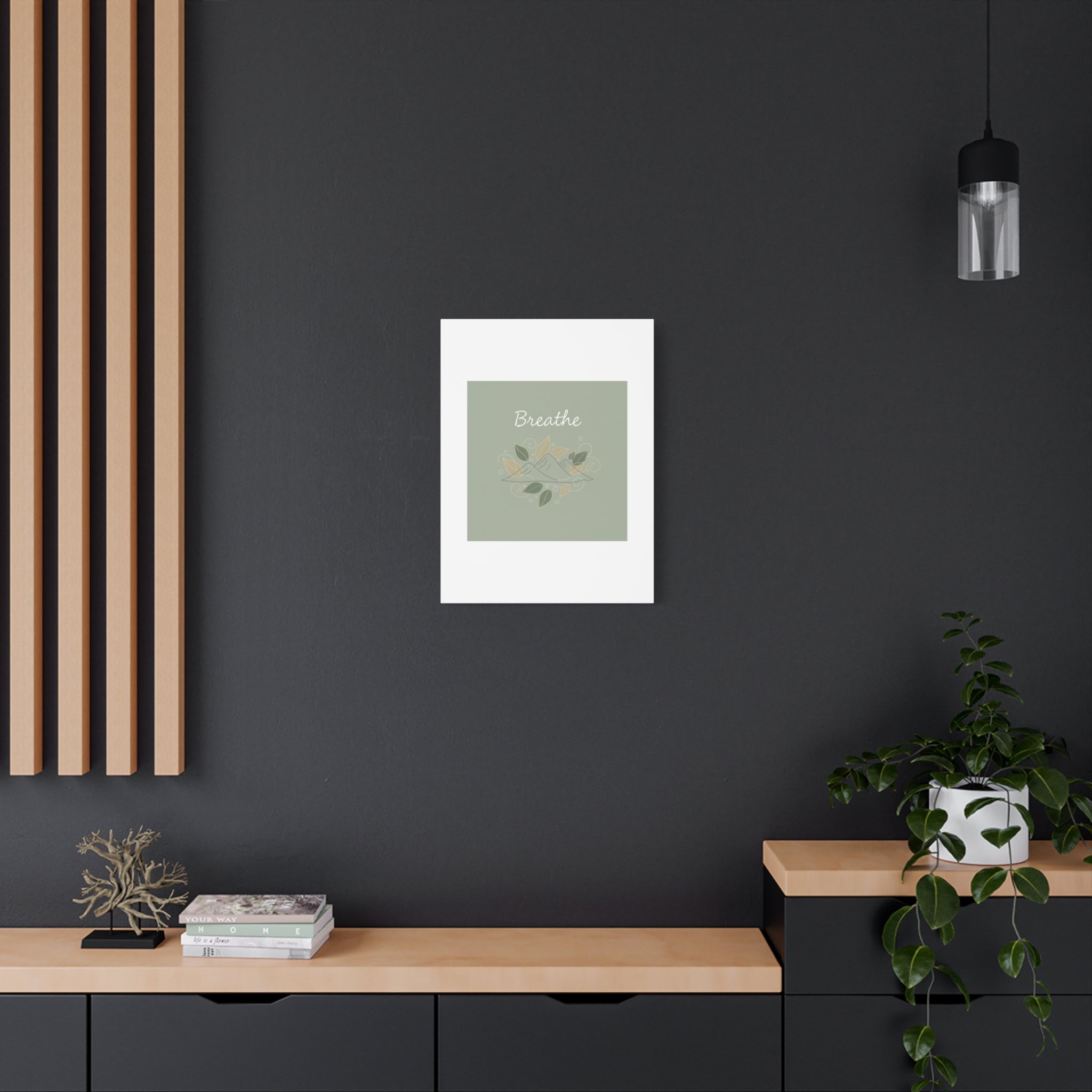 Breathe Mountain Line Canvas | Nature Symbols, Minimal Forest Wall Art