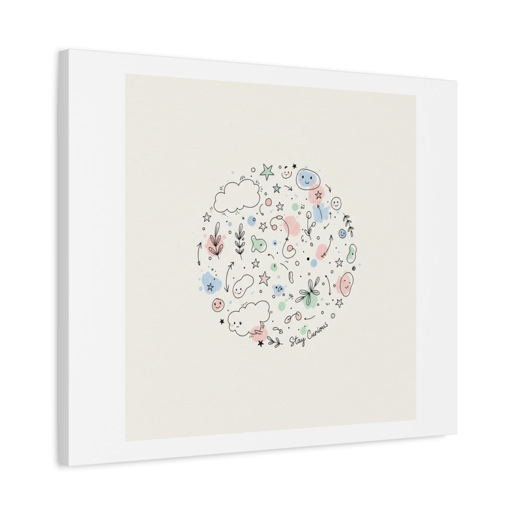 Doodle Circle Line Drawing Matte Canvas, Hand-Drawn Sketch Art