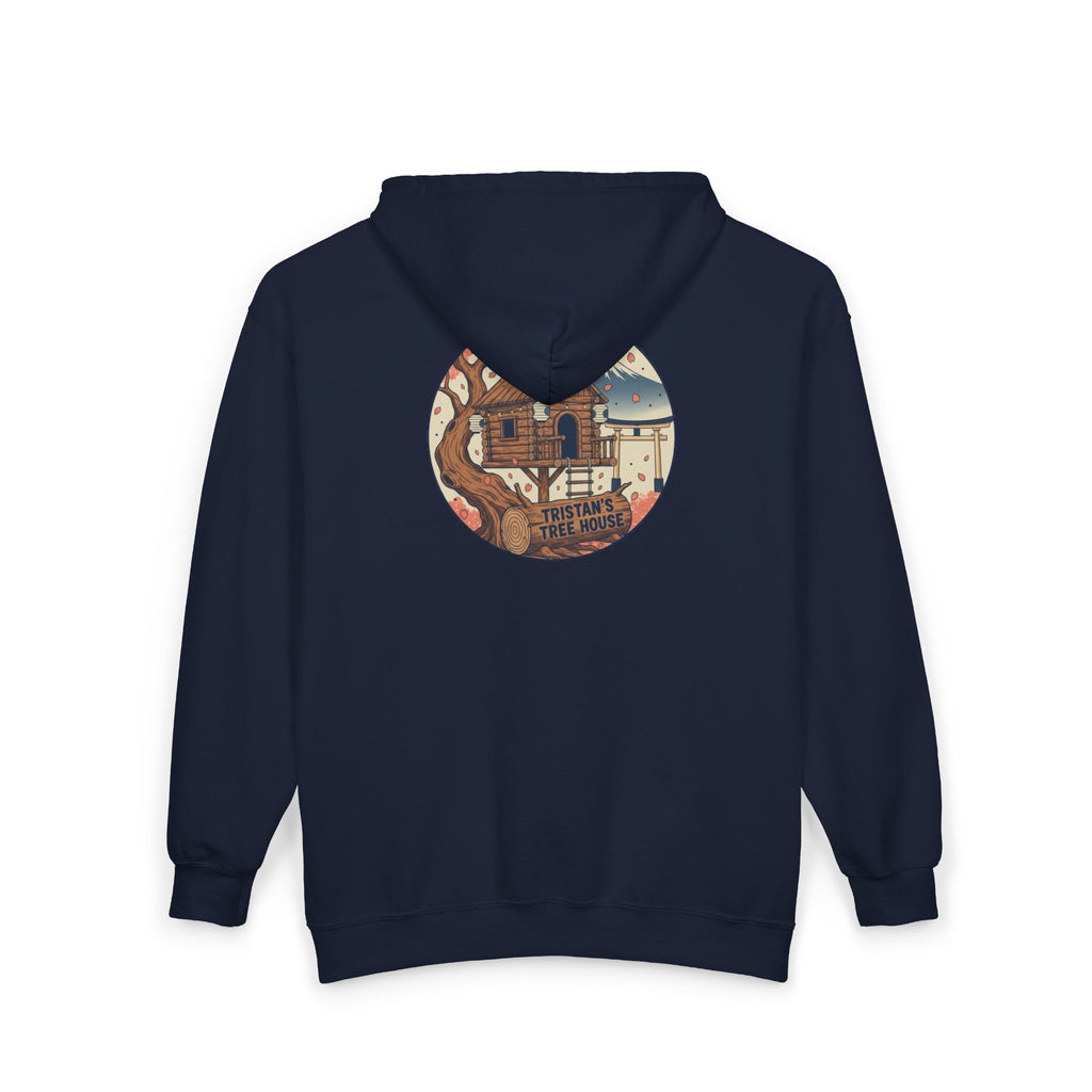 Love Vibes Zip Hoodie —Tristan’s Treehouse  Rustic Lakeside Circle Illustration