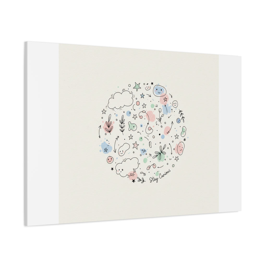 Doodle Circle Line Drawing Matte Canvas, Hand-Drawn Sketch Art