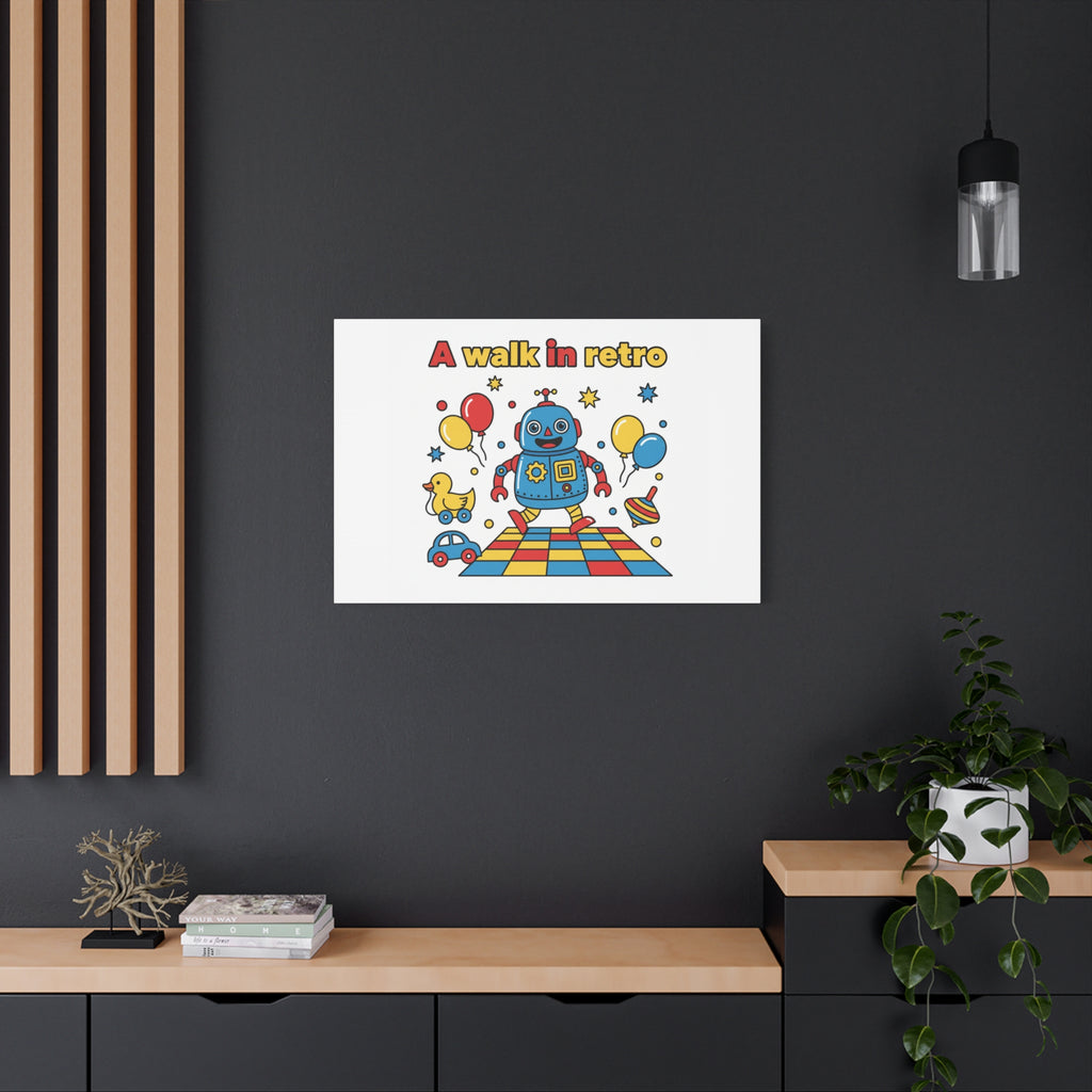 Retro Toy Robot Canvas | Throwback Kid, Primary Color Nostalgia