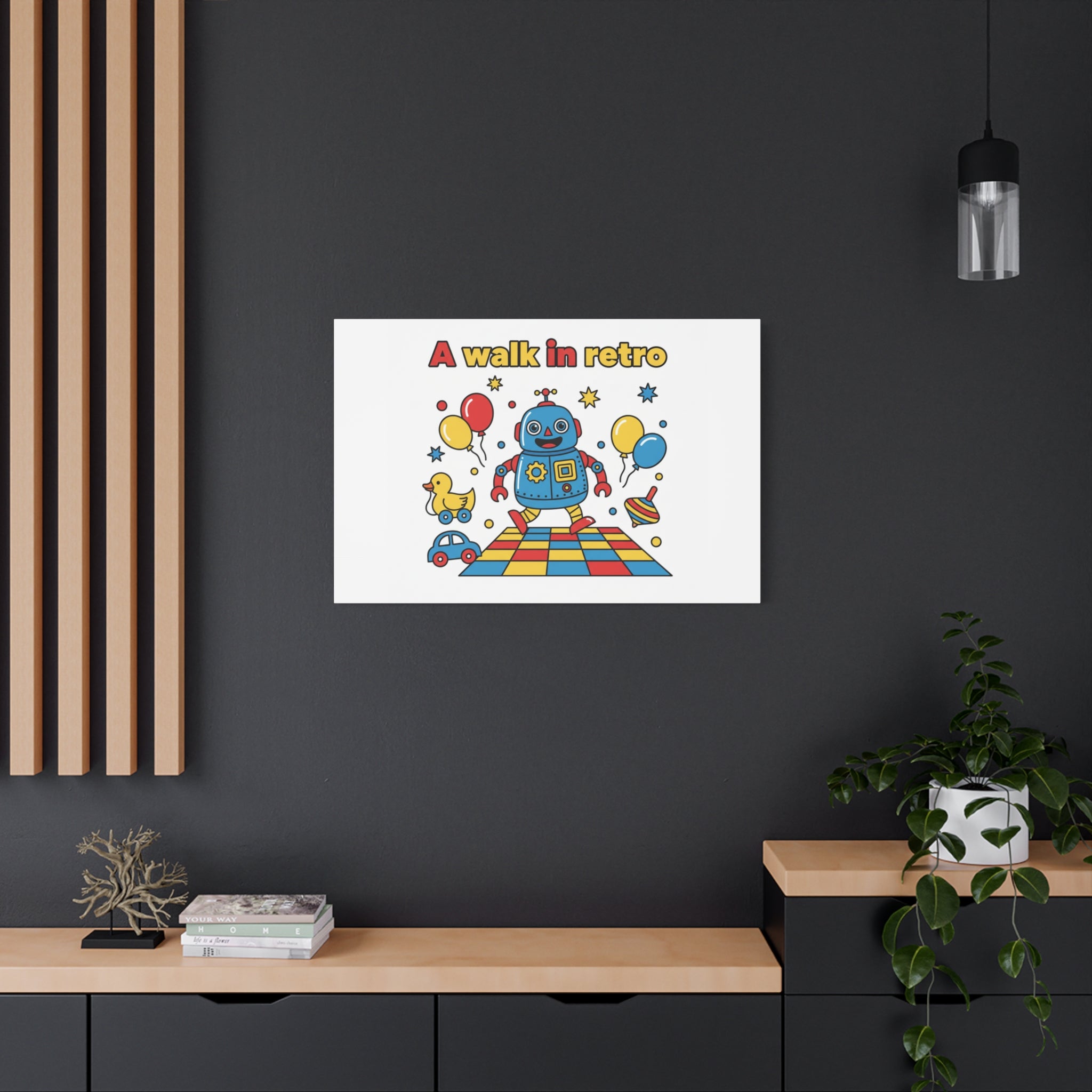 Retro Toy Robot Canvas | Throwback Kid, Primary Color Nostalgia