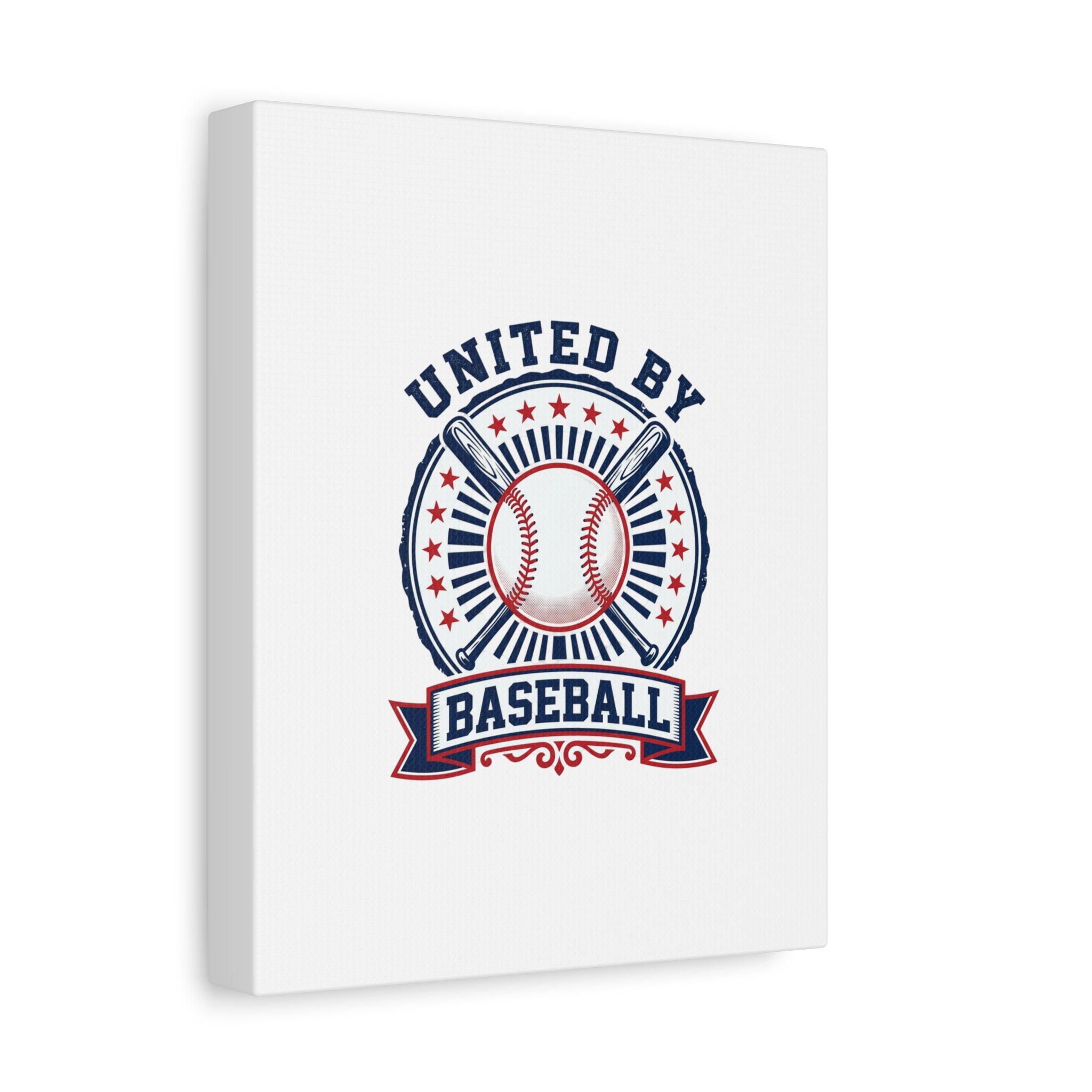 United by Baseball Canvas | Patriotic Baseball Graphic, Red White Blue Wall Art