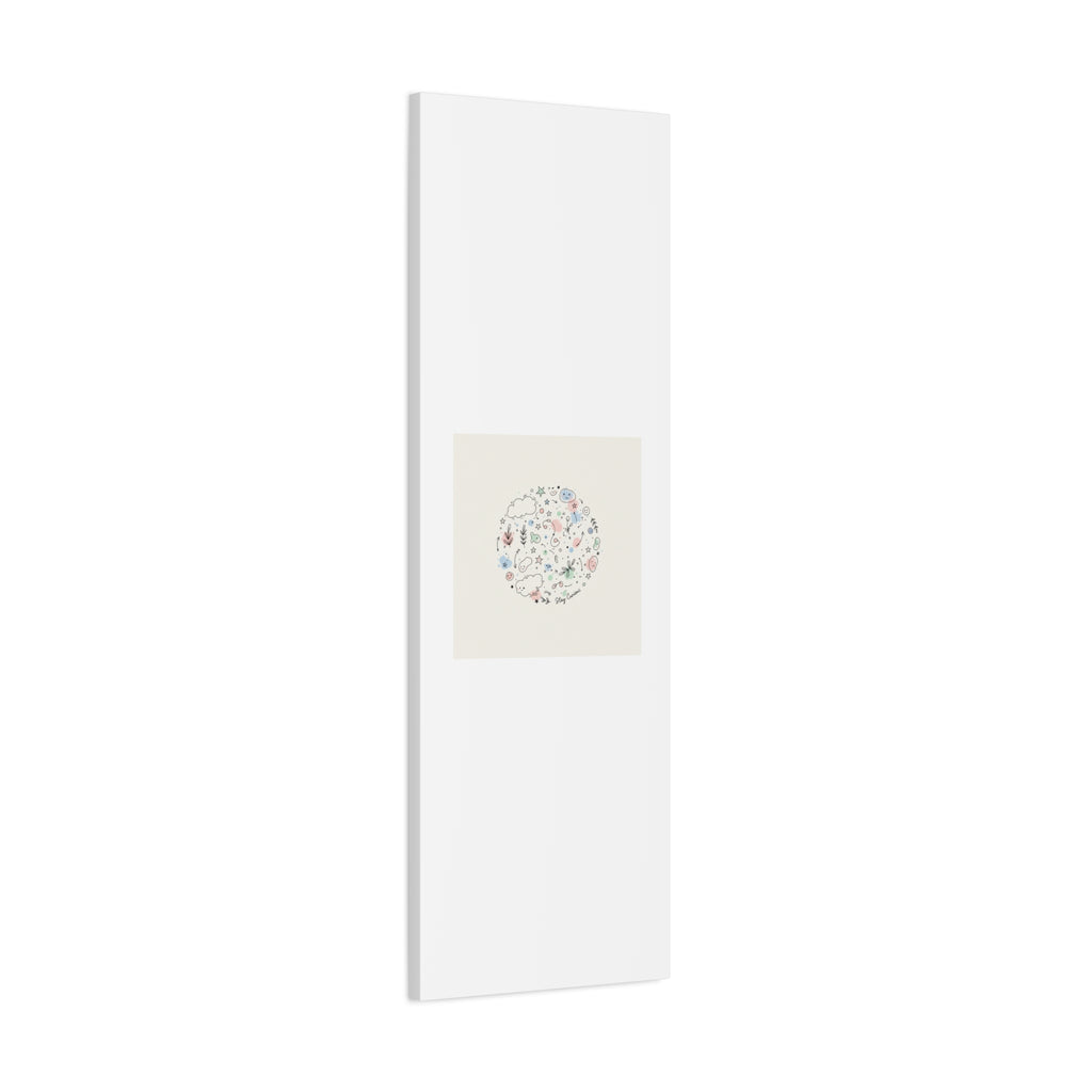 Doodle Circle Line Drawing Matte Canvas, Hand-Drawn Sketch Art