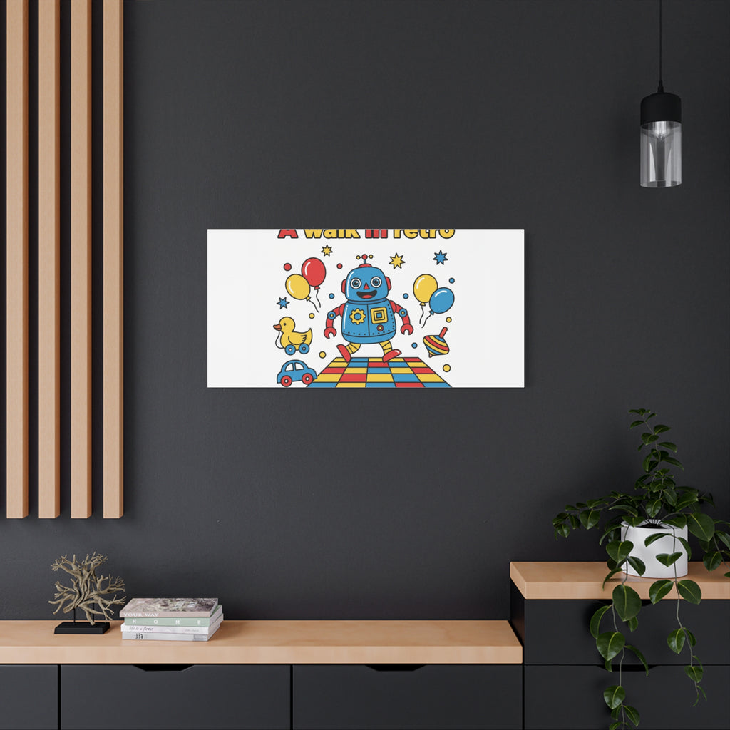 Retro Toy Robot Canvas | Throwback Kid, Primary Color Nostalgia