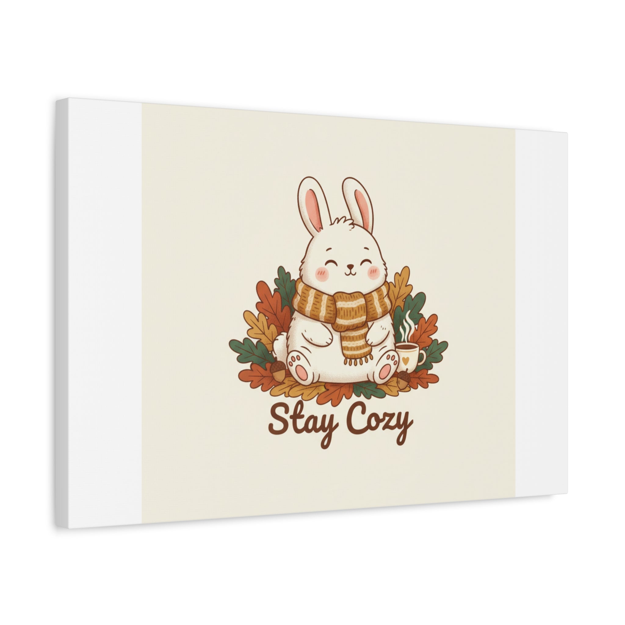 Cozy Bunny Illustration Canvas | Cute Critter Winter Forest Art