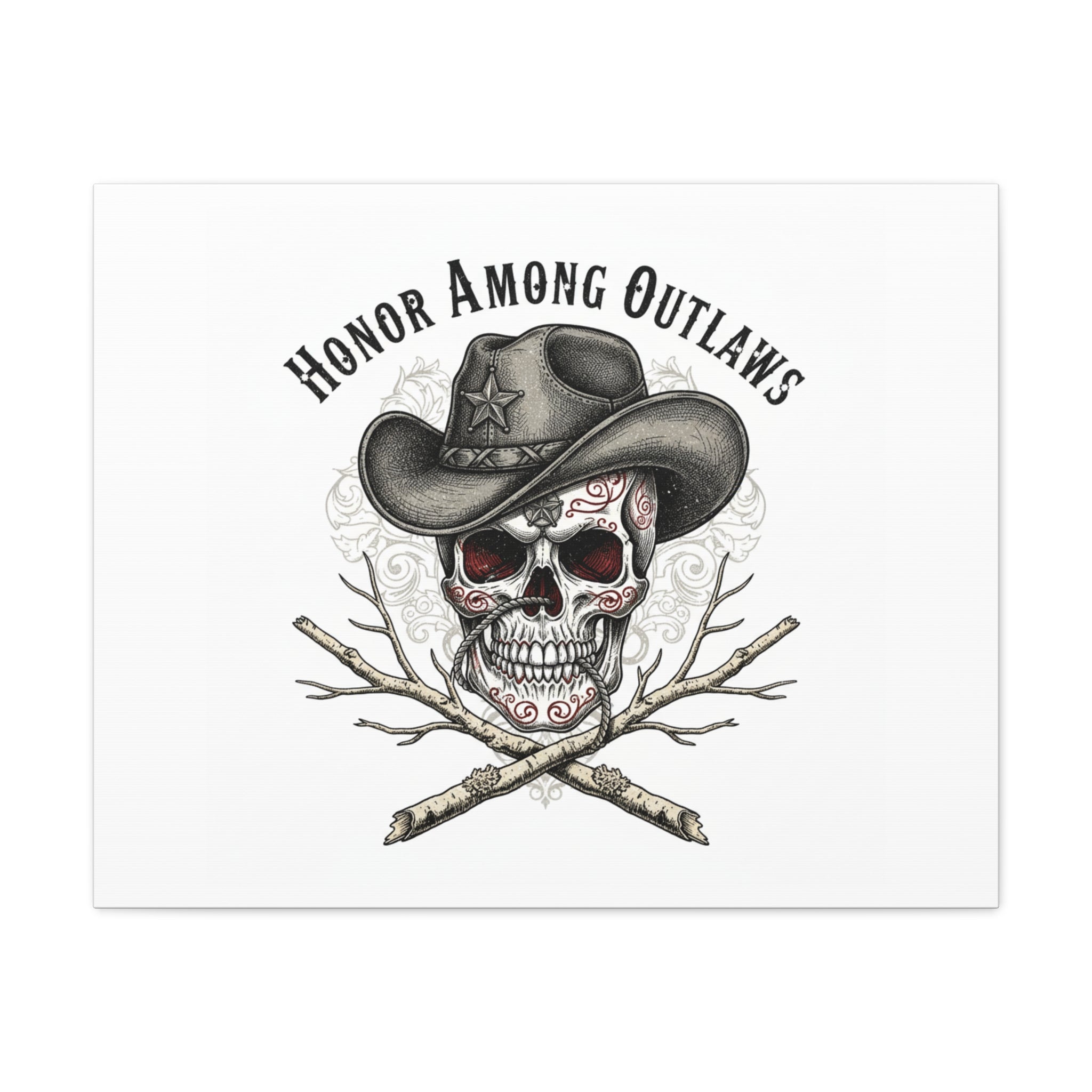 Honor Among Outlaws Canvas | Western Skull Art, Gothic Americana Desert Noir