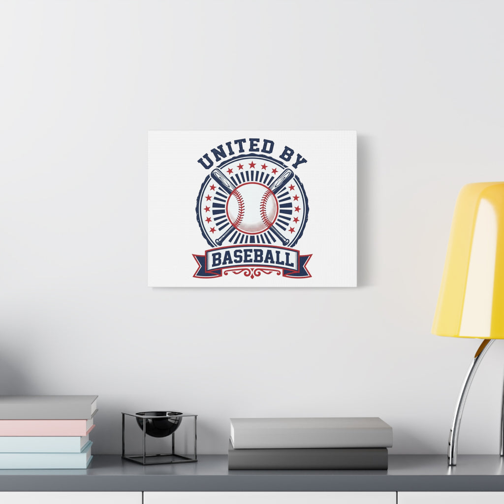 United by Baseball Canvas | Patriotic Baseball Graphic, Red White Blue Wall Art