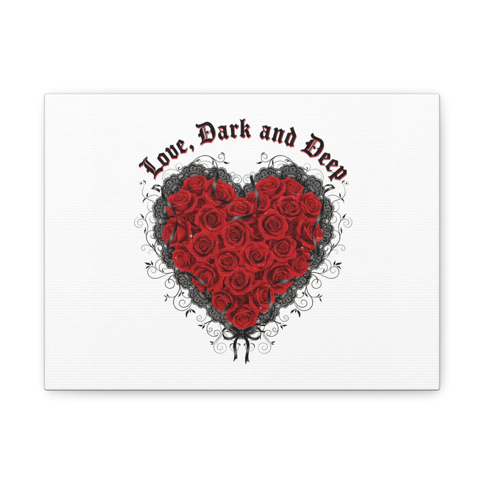 Love Dark and Deep Heart Canvas, Nu Romantic Gothic Romance, 80s Nostalgia