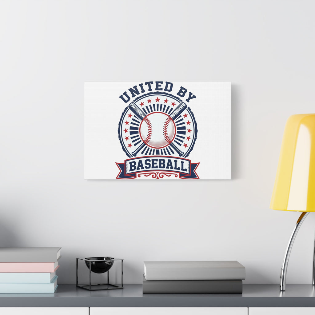 United by Baseball Canvas | Patriotic Baseball Graphic, Red White Blue Wall Art
