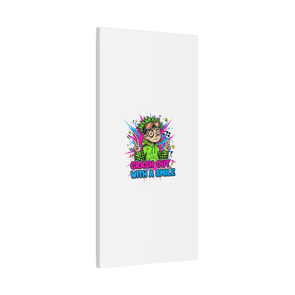 Crash Out With a Smile Canvas Print | Neon Skate Graffiti, Meme Meltdown Art