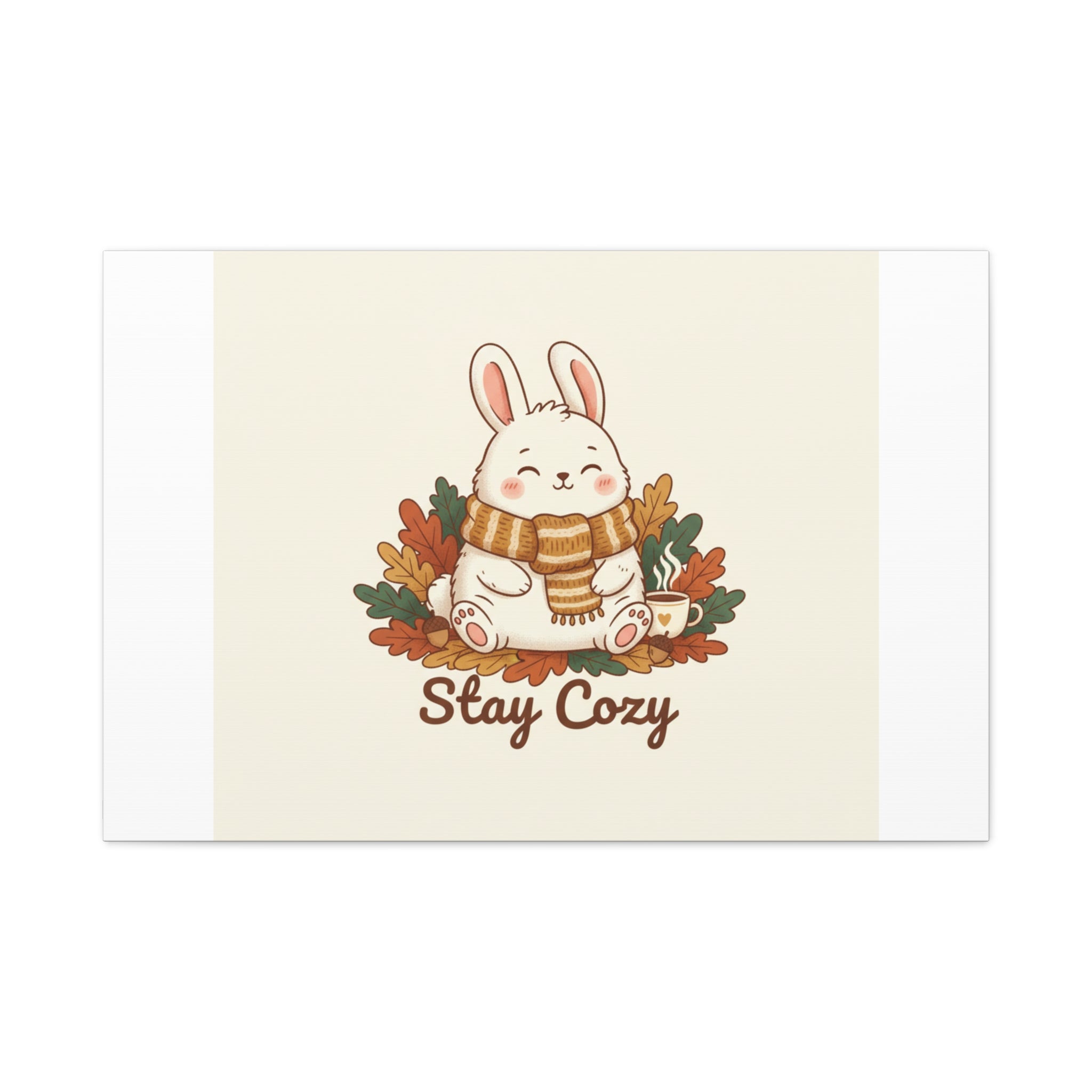 Cozy Bunny Illustration Canvas | Cute Critter Winter Forest Art