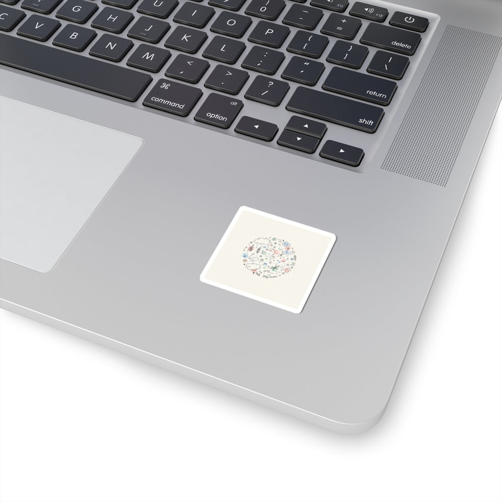 Hand-Drawn Doodle Circle Sticker | Minimal Line Sketch, Pastel Accents