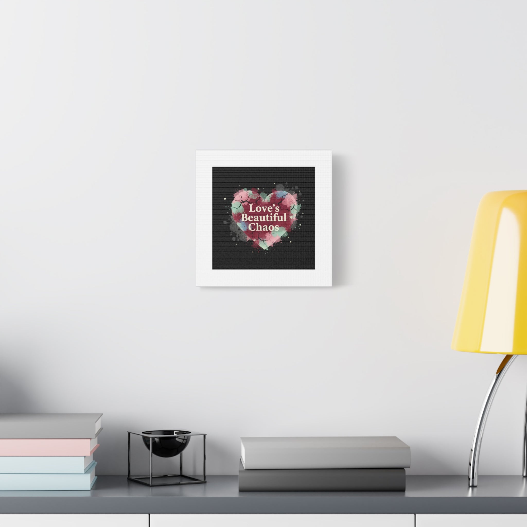 Love's Beautiful Chaos Canvas Print | Soft Grunge Hearts, Distressed Heart Art