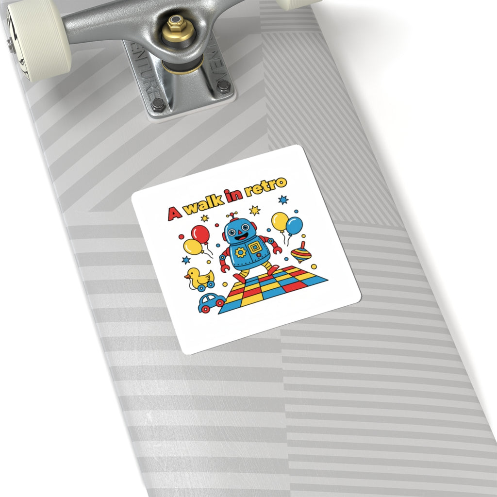 Retro Toy Robot Sticker | Throwback Kid, Primary Color Nostalgia