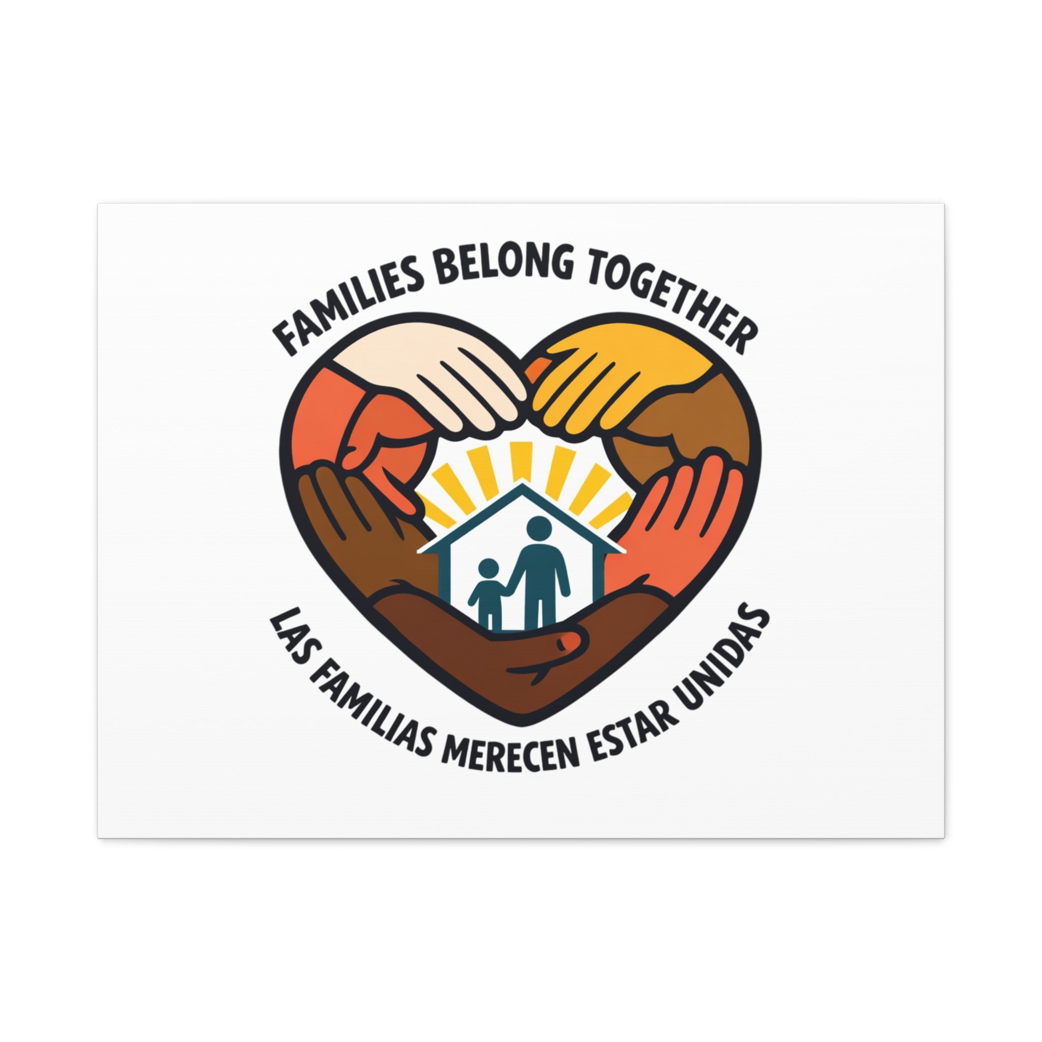 Families Belong Together Canvas, family unity solidarity, bilingual inclusive decor