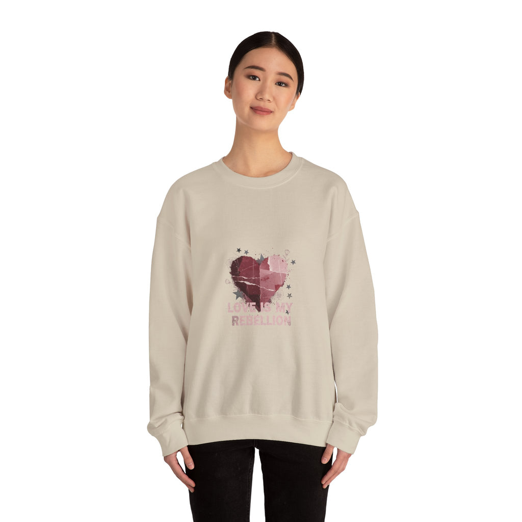 Love Is My Rebellion Sweatshirt | soft grunge heart, distressed punk heart design