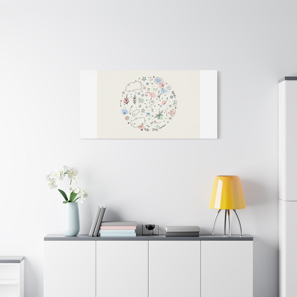 Doodle Circle Line Drawing Matte Canvas, Hand-Drawn Sketch Art