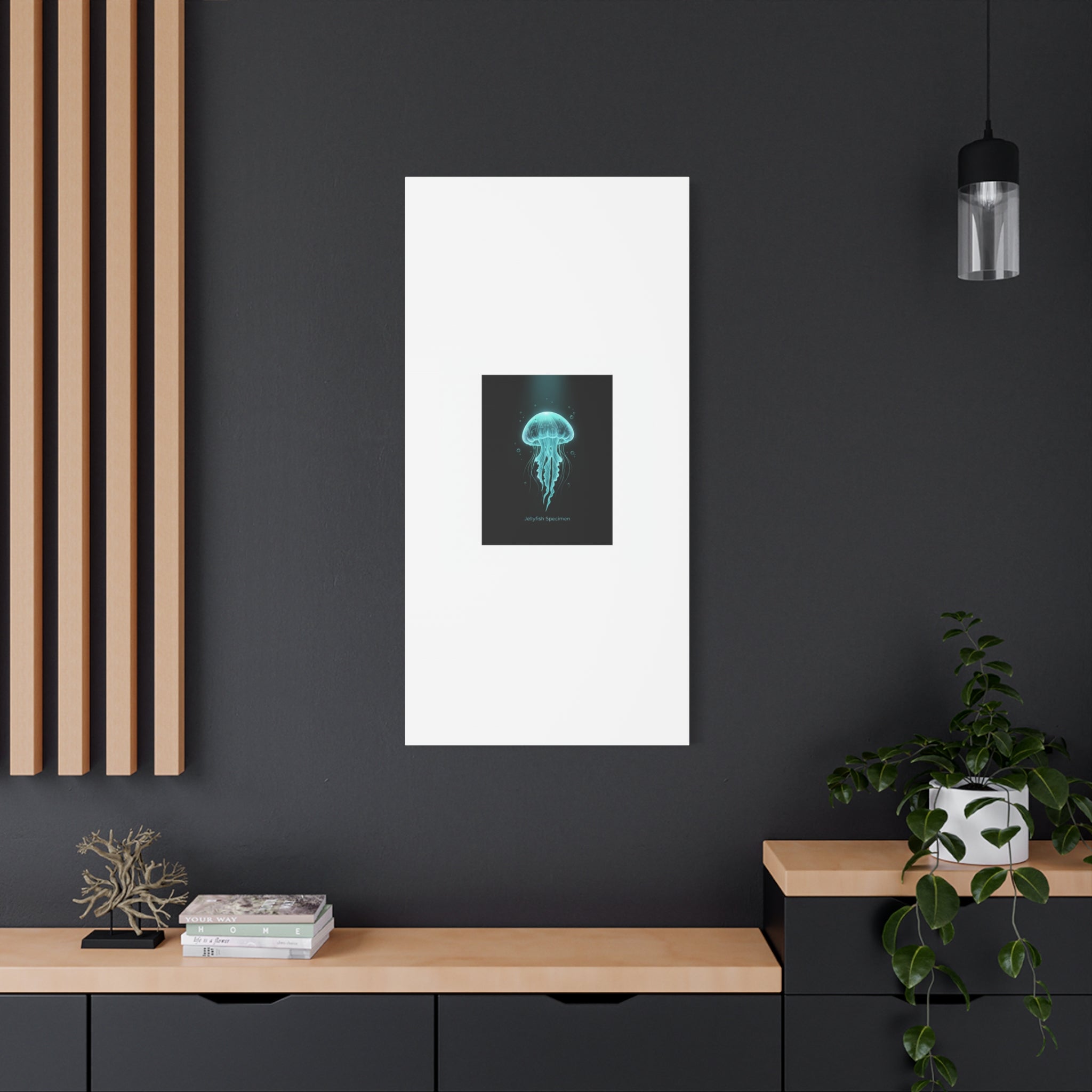 Bioluminescent Jellyfish Art Canvas | Deep Sea Aesthetic, Neon Glow