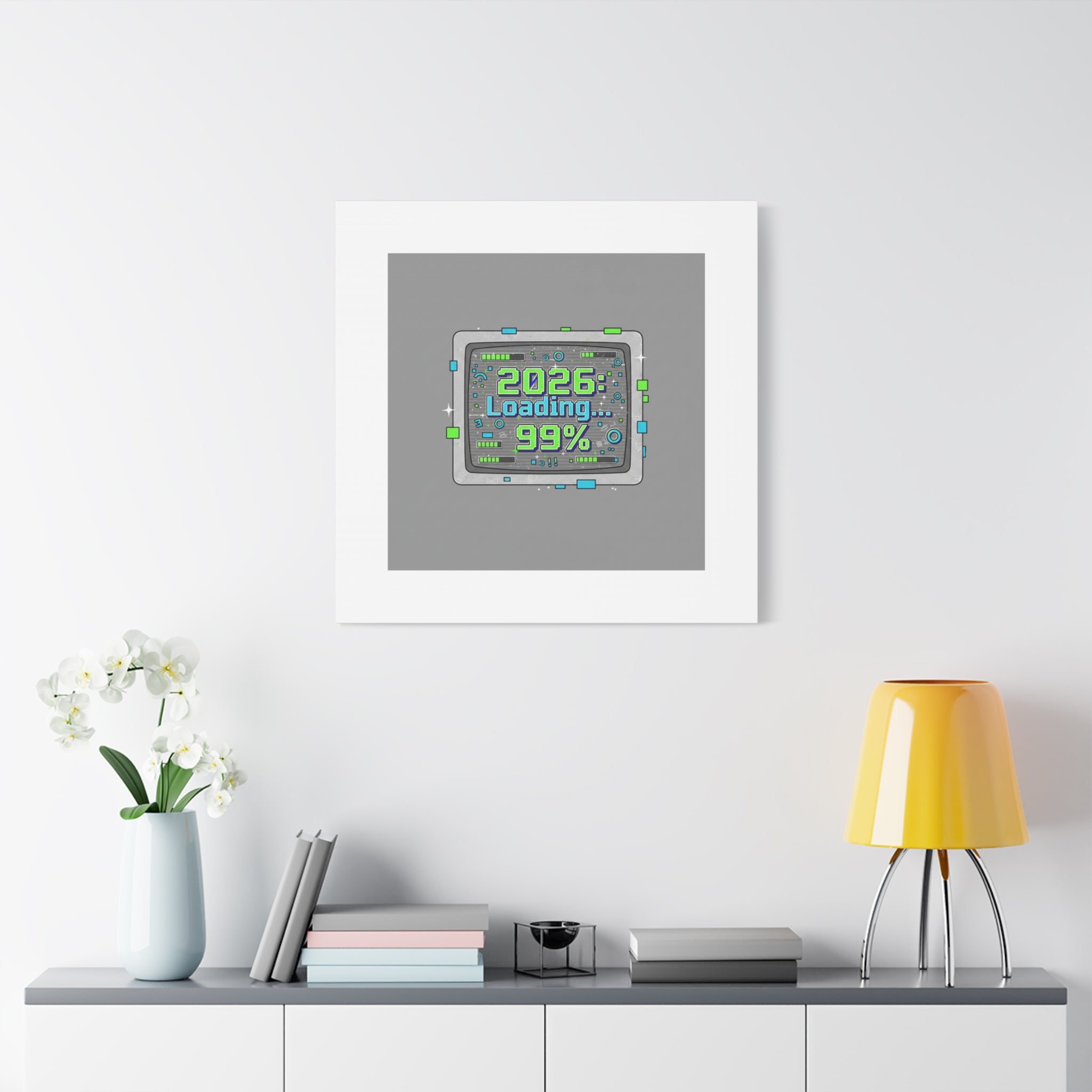 2026 Loading 99% Canvas | NYE countdown, retro system interface