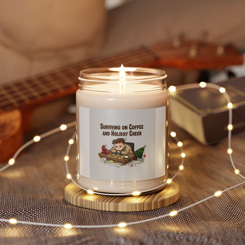 Surviving on Coffee and Holiday Cheer Soy Candle | Holiday Burnout, Festive But Tired