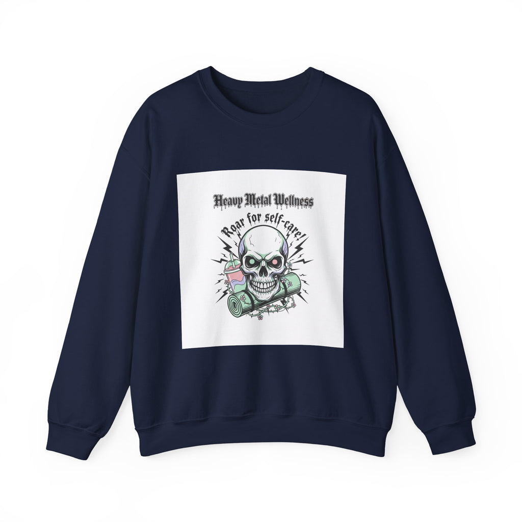 Heavy Metal Wellness Skull Crewneck Sweatshirt | metal font shirt, gothic wellness quote