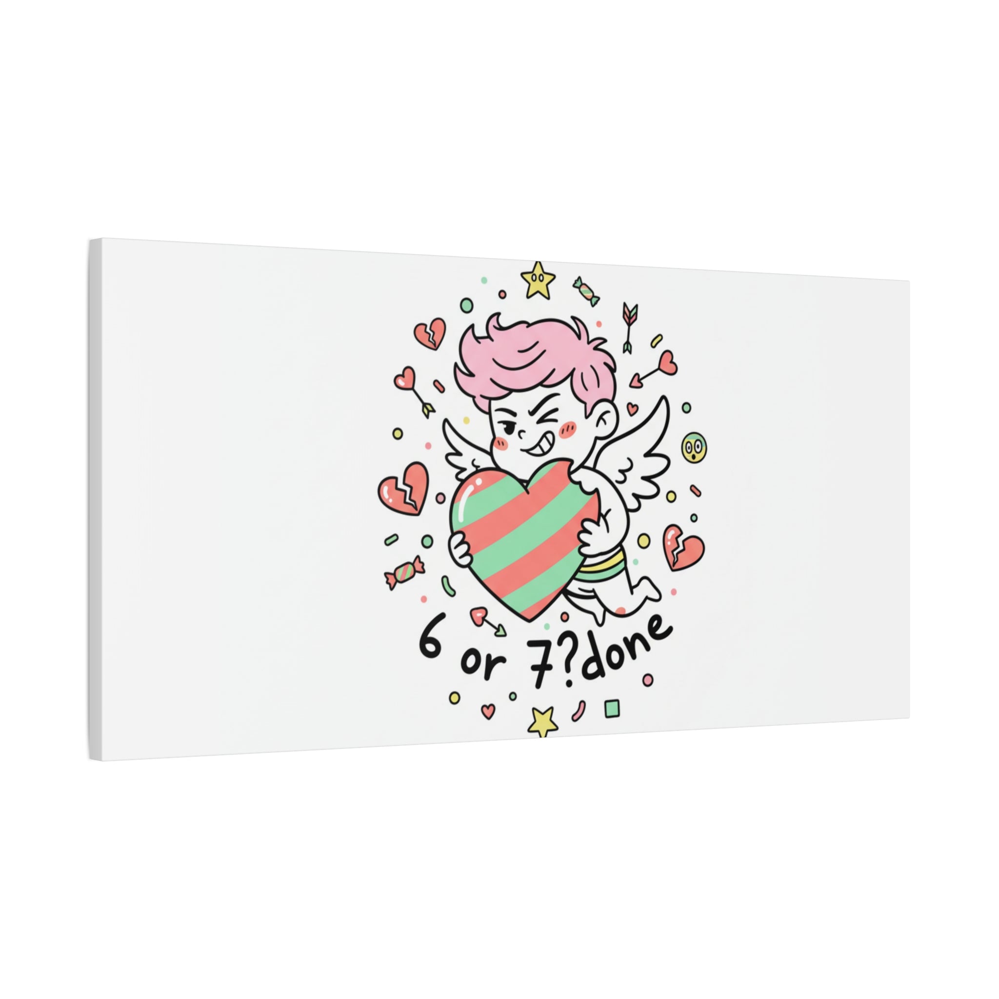 Weird Cupid heart illustration Canvas | Weird Valentine, quirky chaotic love