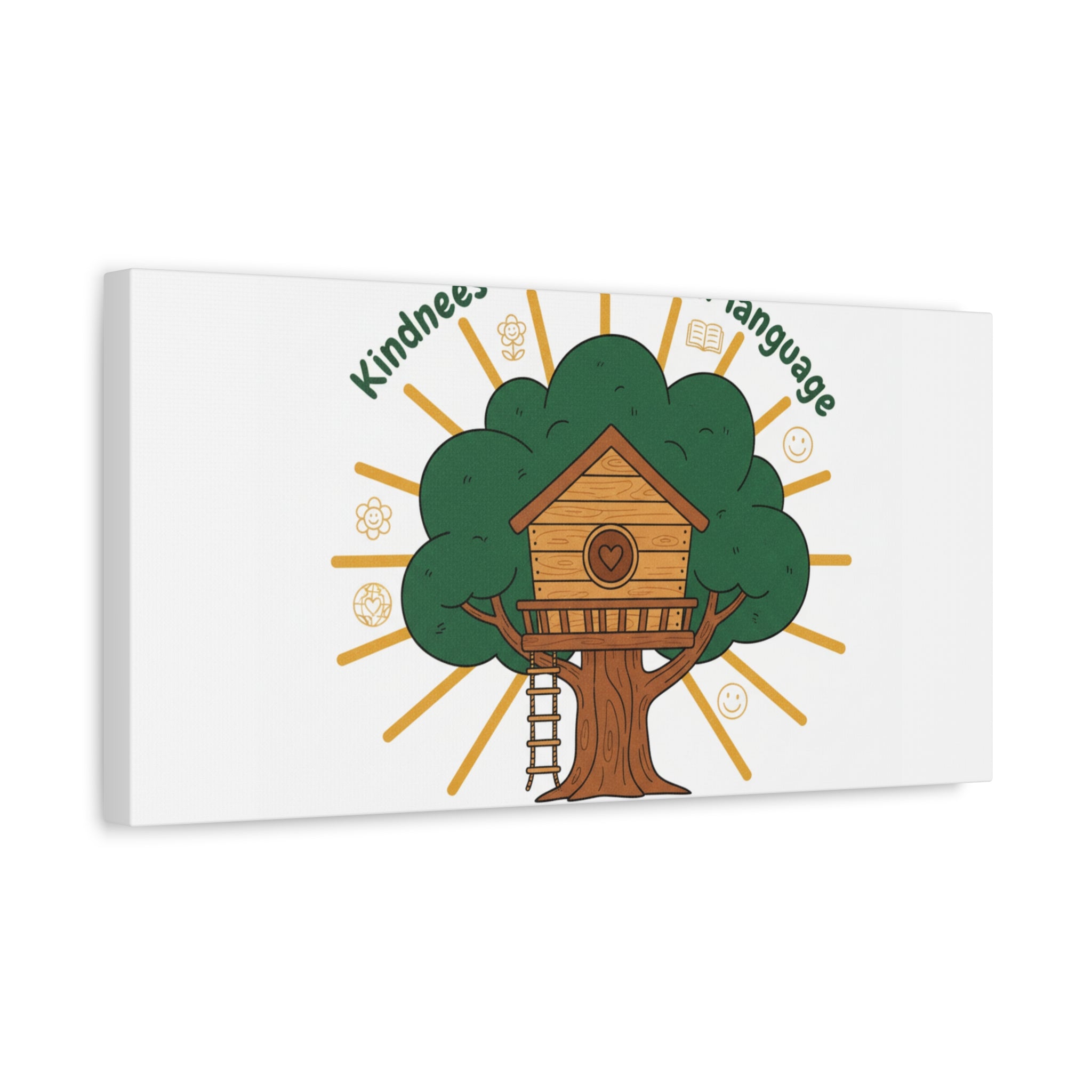 Kindness Is a Universal Language Canvas | Eco Humor, Treehouse Art