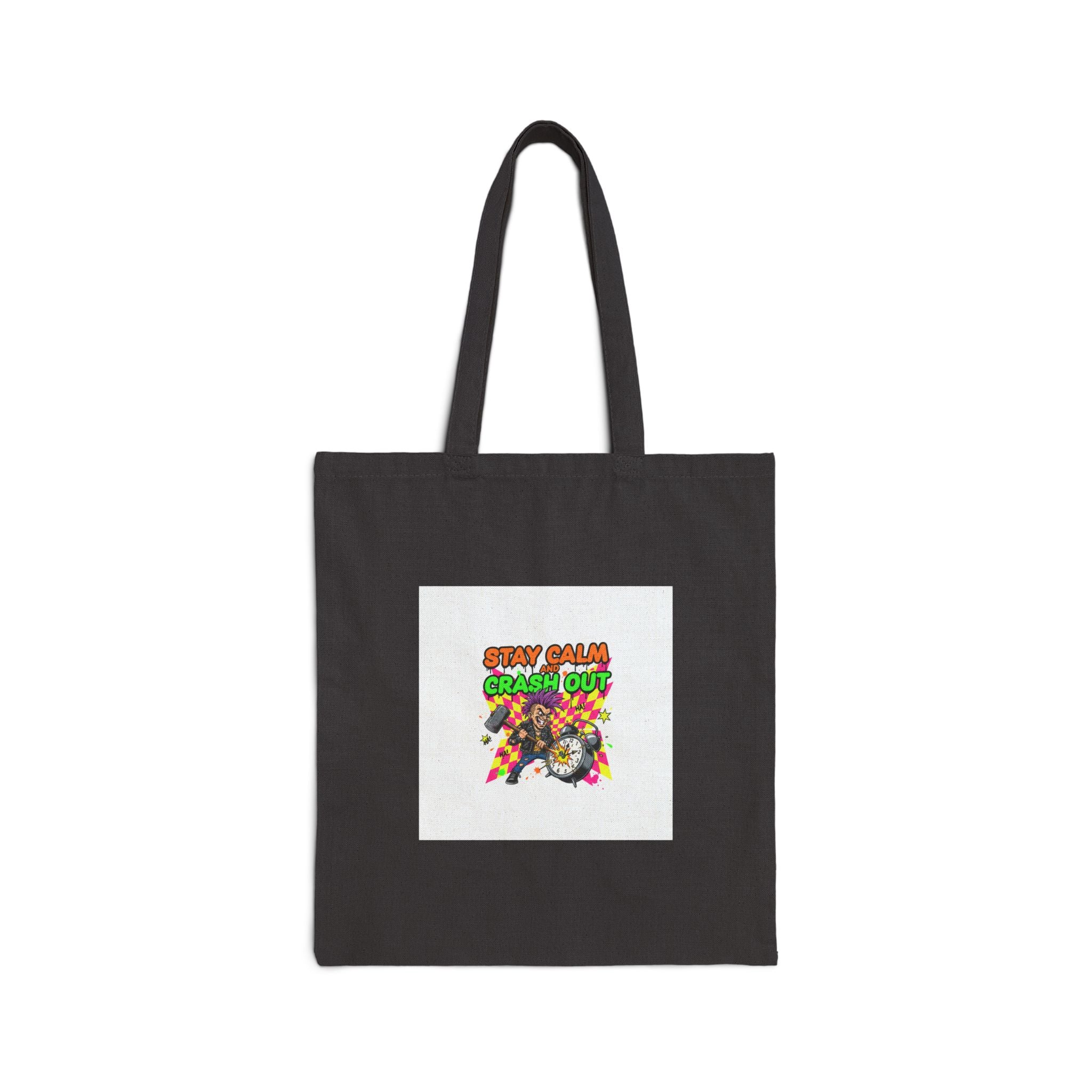 Crash Out warning graphic Tote | neon skatepunk meltdown design