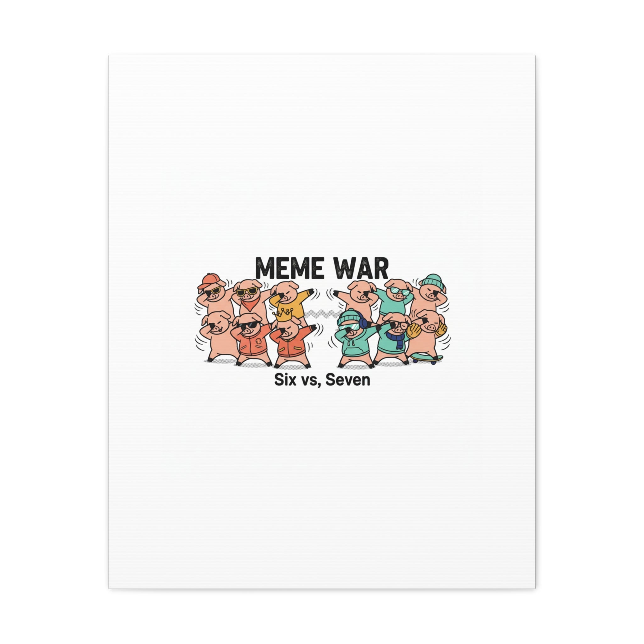 Meme War: Six vs. Seven Canvas Wall Art