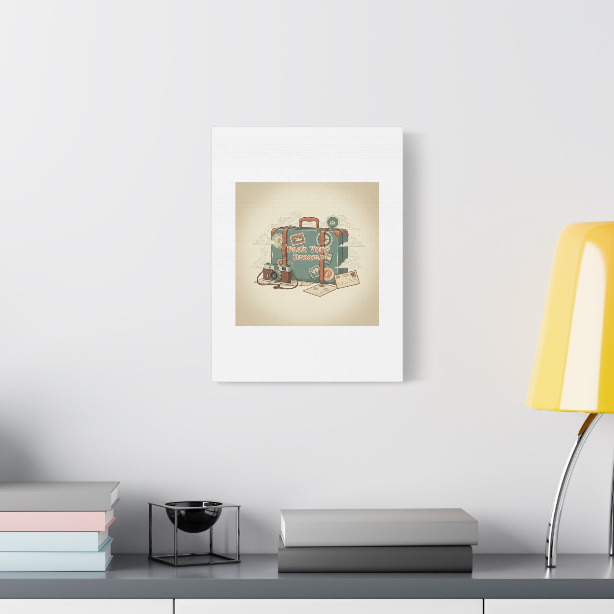 Pack Your Dreams Canvas | Retro Travel Postcard, Wanderlust Passport Stamp Art