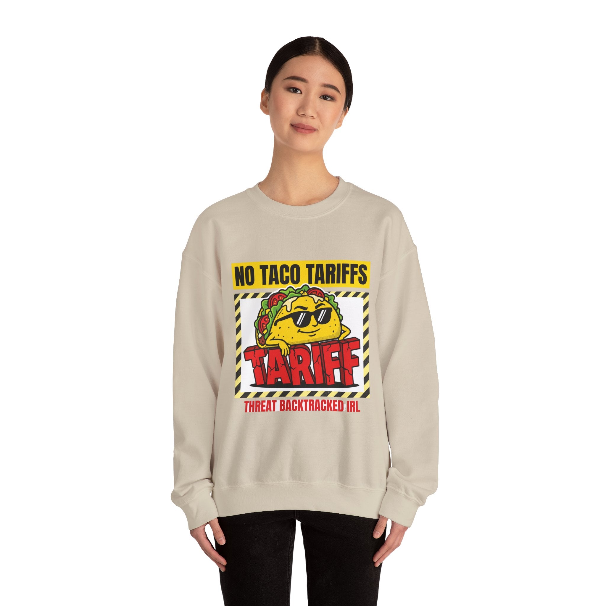 No Taco Tariffs Crewneck Sweatshirt | political taco pun, protest typography