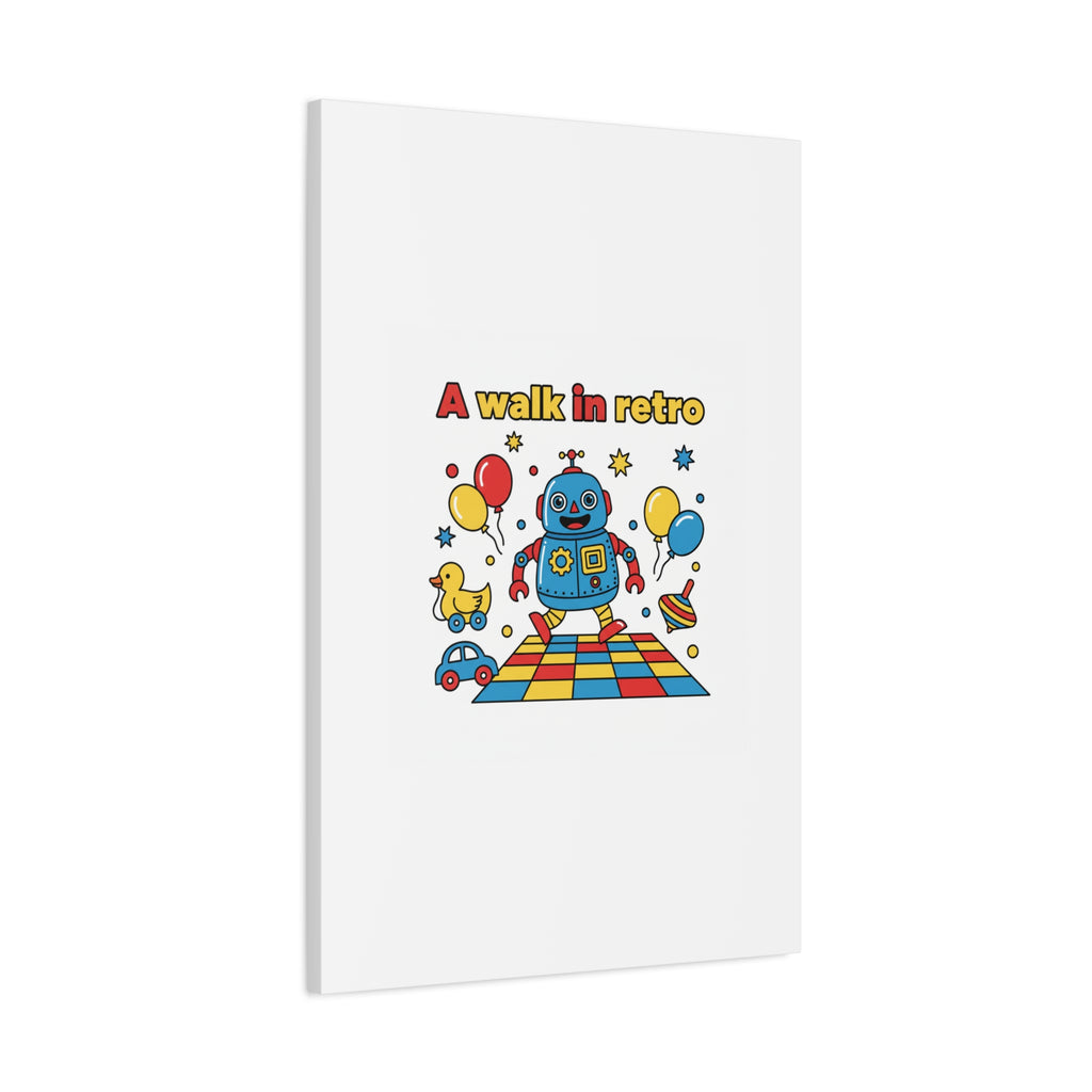 Retro Toy Robot Canvas | Throwback Kid, Primary Color Nostalgia