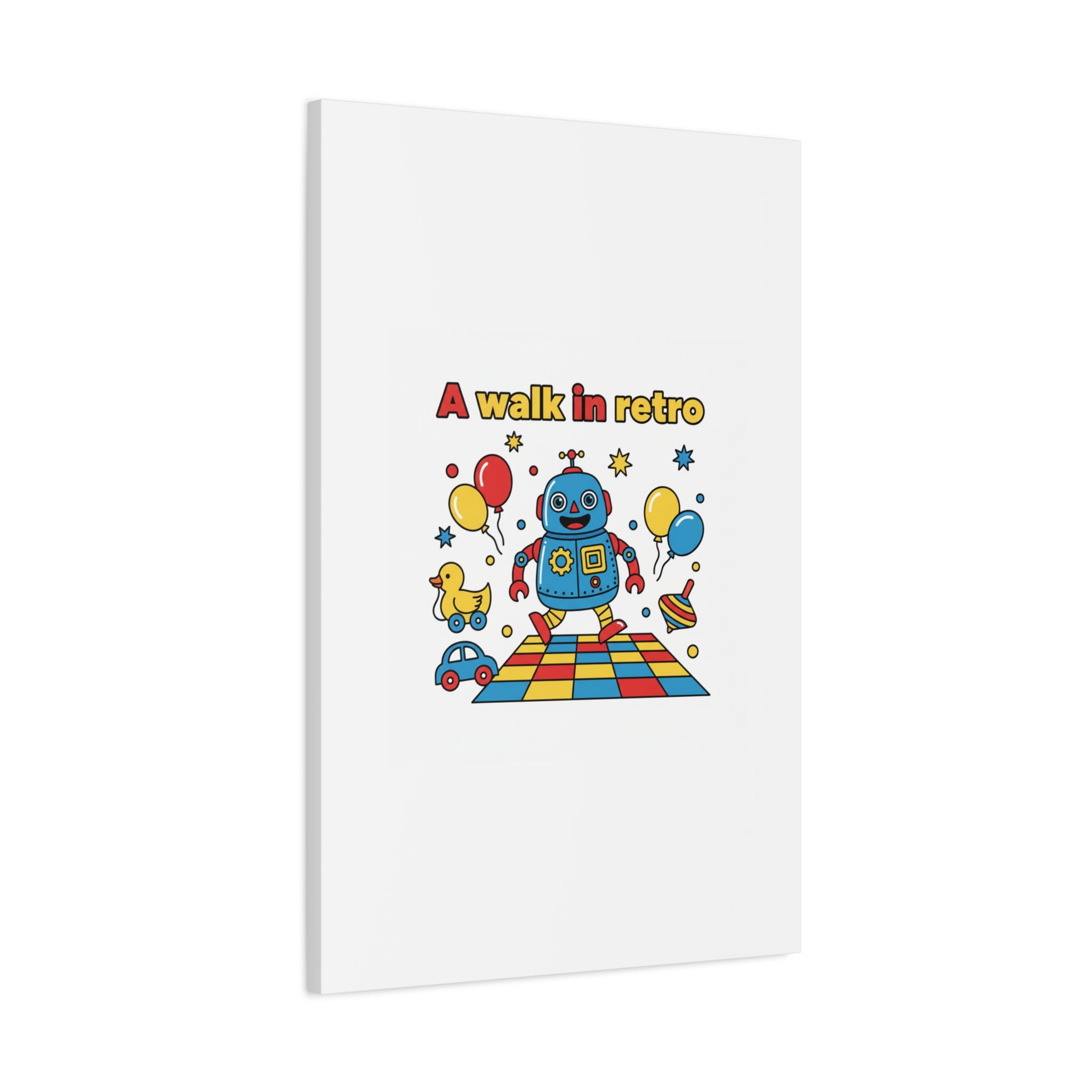Retro Toy Robot Canvas | Throwback Kid, Primary Color Nostalgia