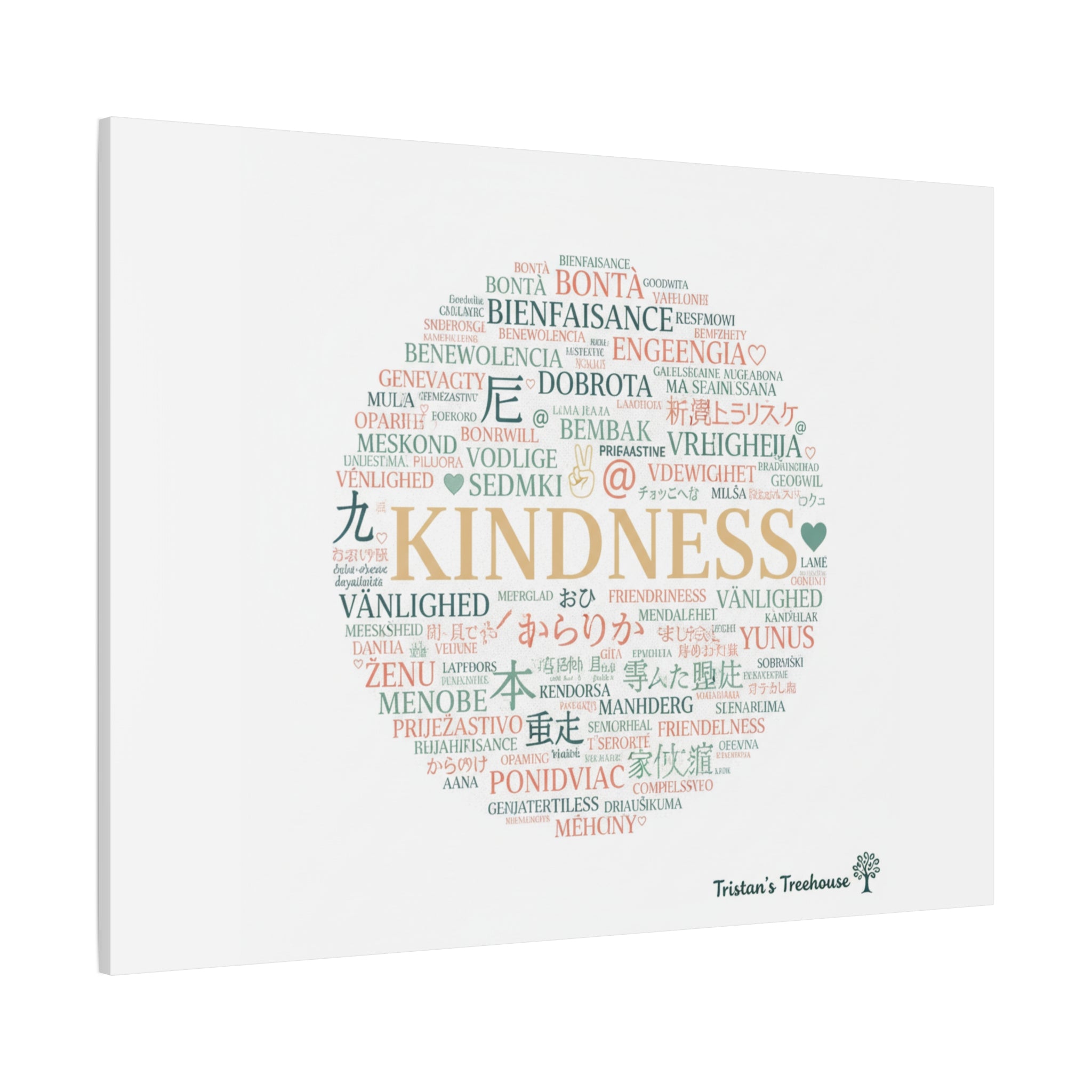 Kindness Word Cloud Canvas | Fresh Start Minimalist Wall Art