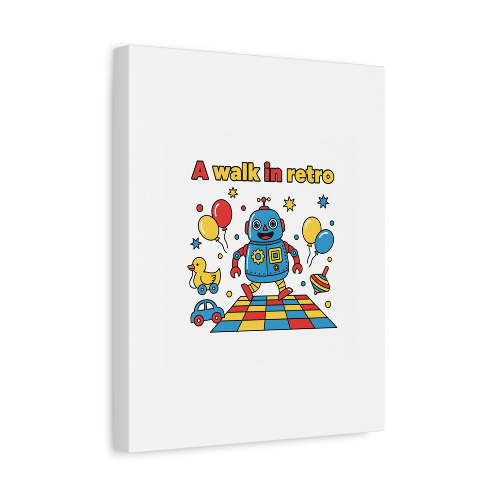 Retro Toy Robot Canvas | Throwback Kid, Primary Color Nostalgia