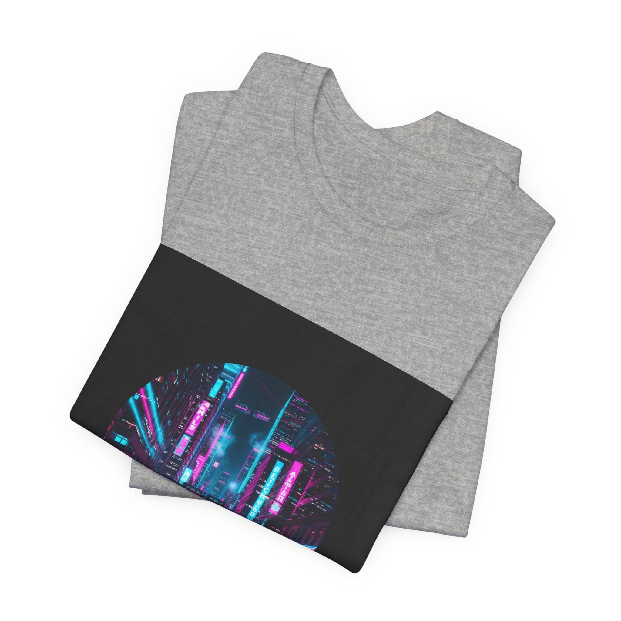 Neon Cyberpunk Skyline Tee | synthwave skyline, future city art