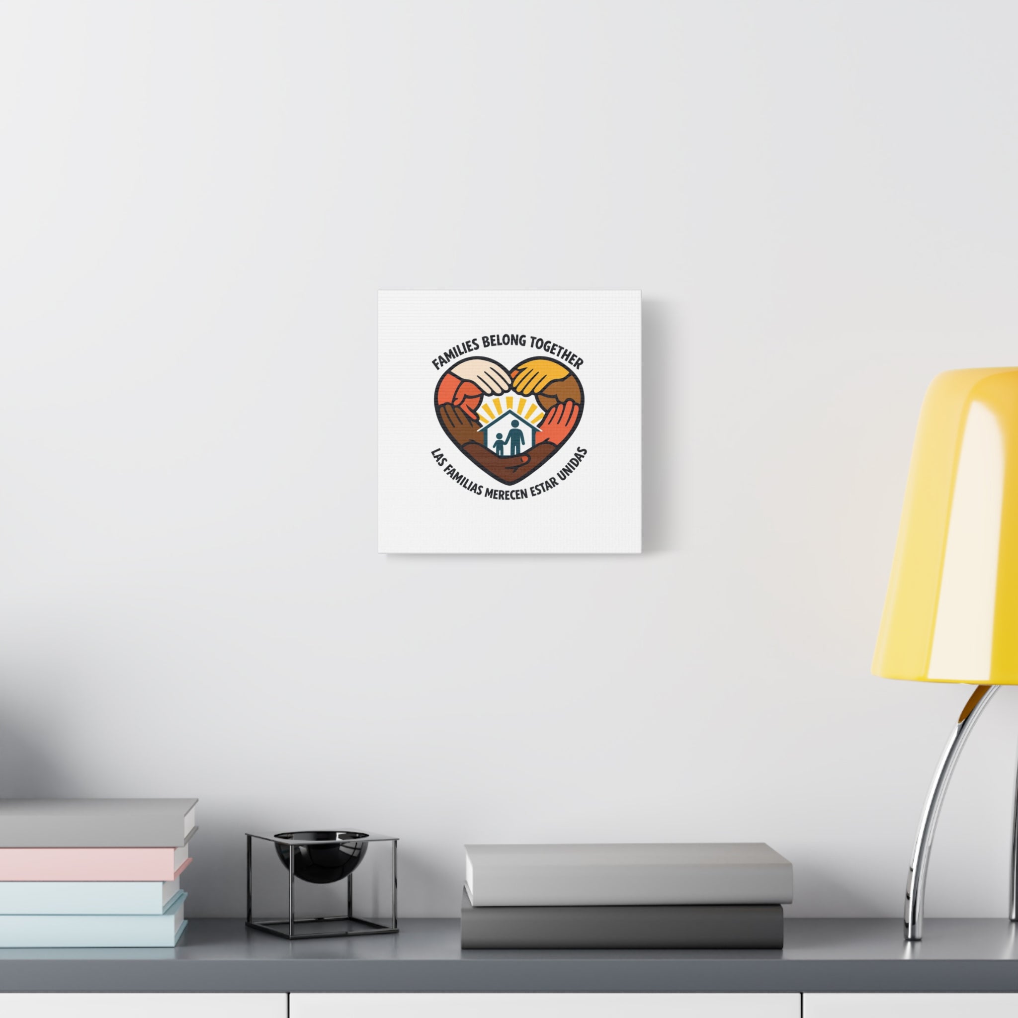 Families Belong Together Canvas, family unity solidarity, bilingual inclusive decor