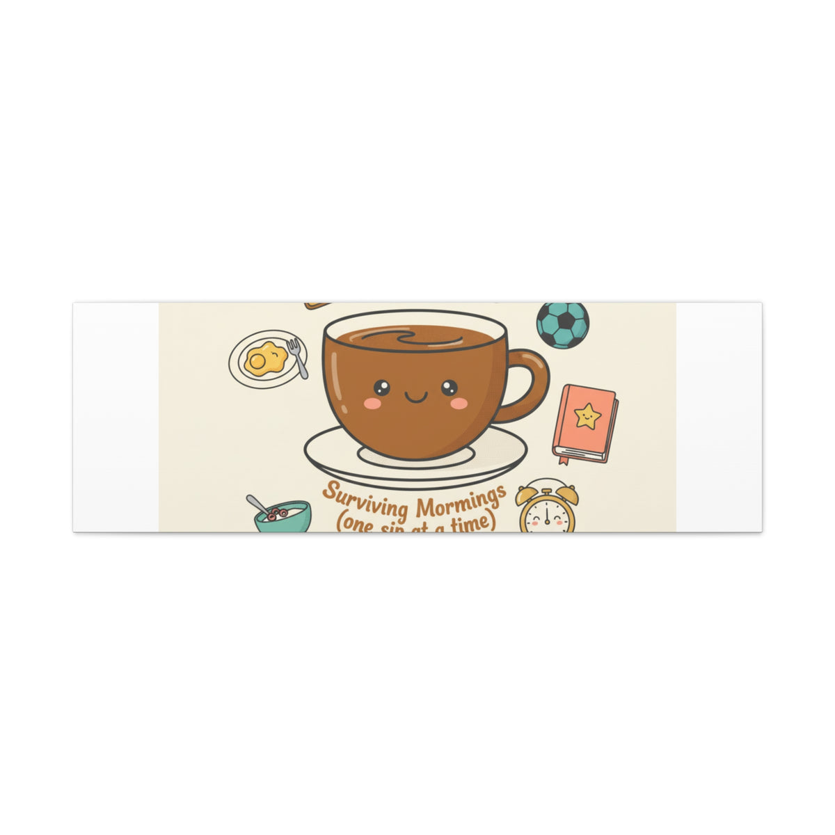 Surviving Mornings (One Sip at a Time) Canvas | Parenting Morning Humor, Coffee & Kids