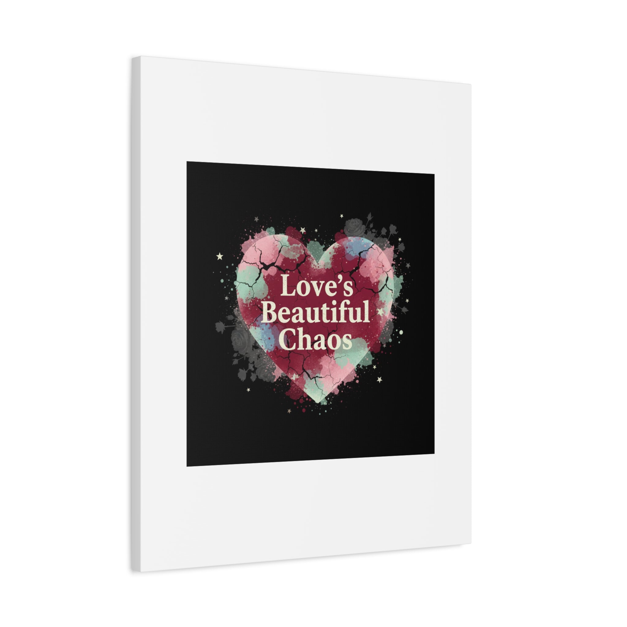 Love's Beautiful Chaos Canvas Print | Soft Grunge Hearts, Distressed Heart Art