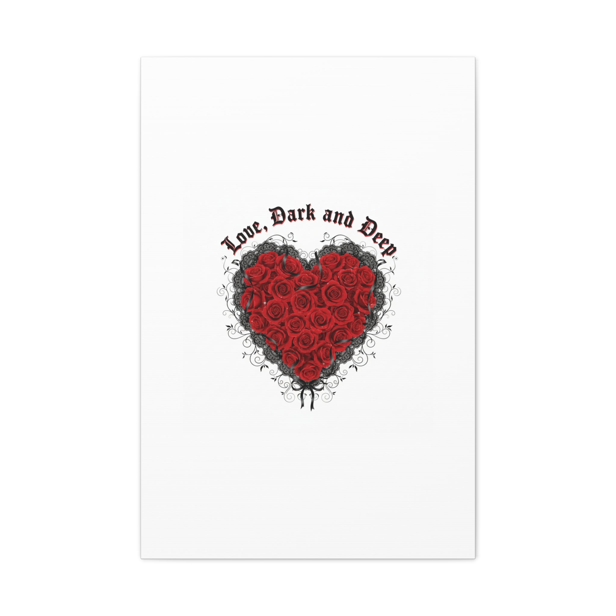 Love Dark and Deep Heart Canvas, Nu Romantic Gothic Romance, 80s Nostalgia