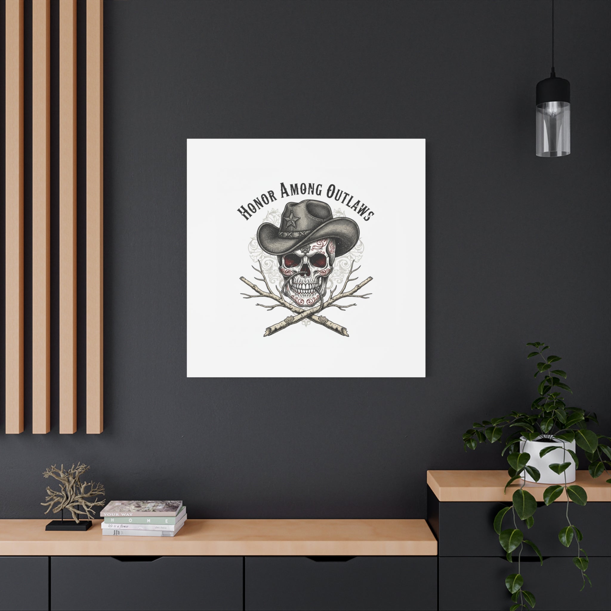 Honor Among Outlaws Canvas | Western Skull Art, Gothic Americana Desert Noir