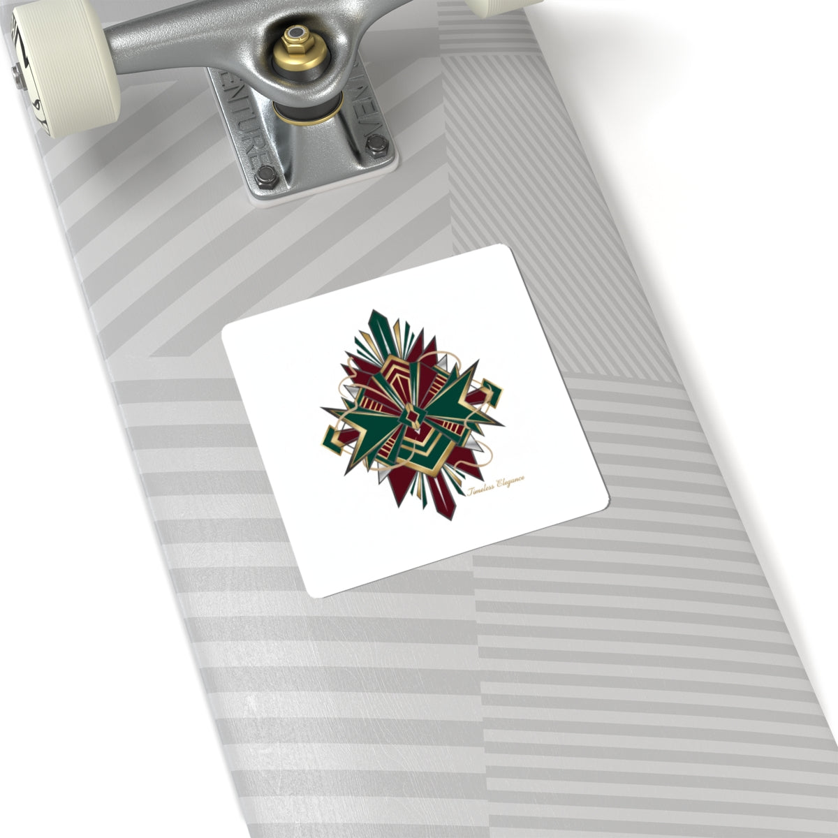 Art Deco Geometric Fan Kiss-Cut Stickers | Metallic Brass Chrome Motif